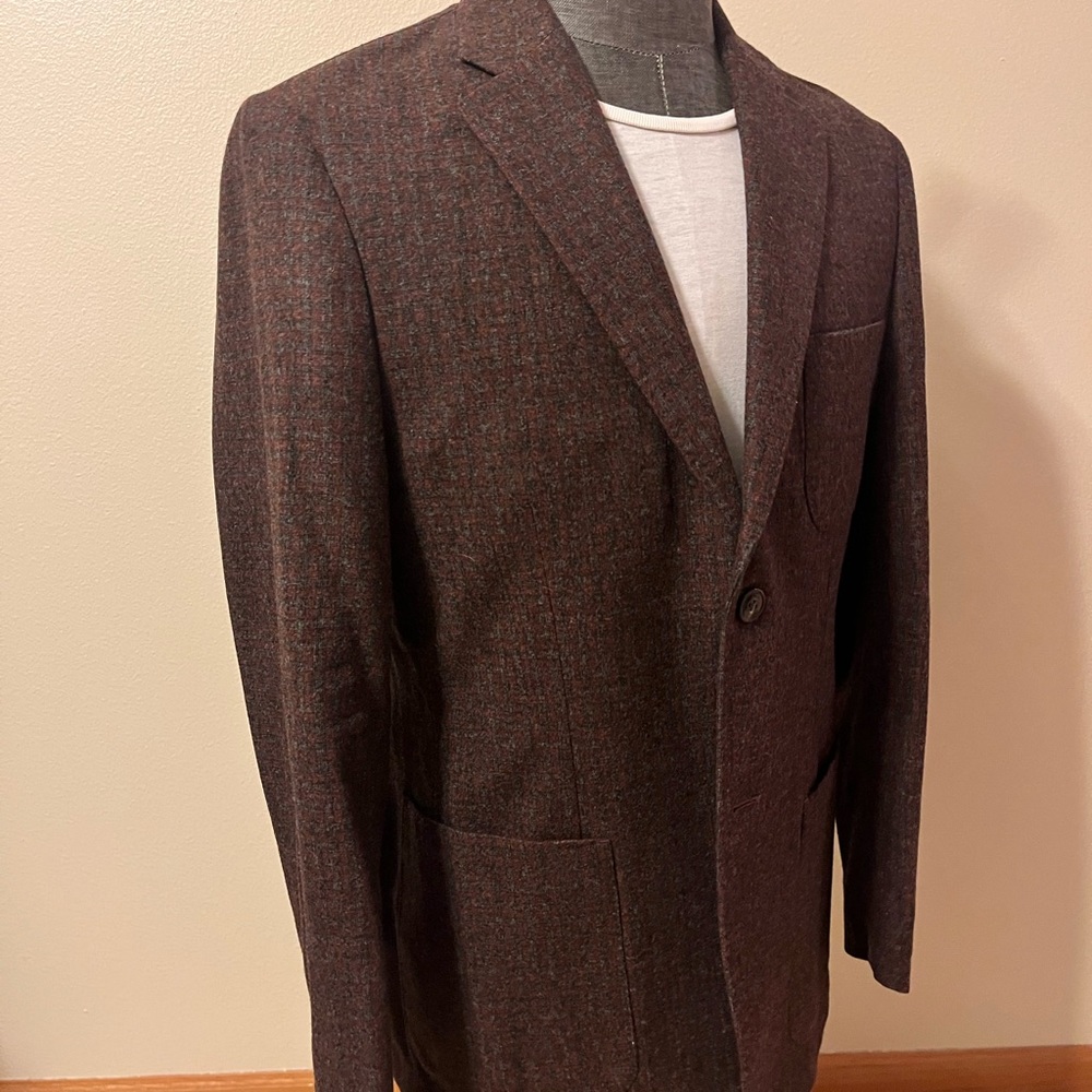Michael Kors Checkered Pattern Wool Burgundy Gray… - image 6